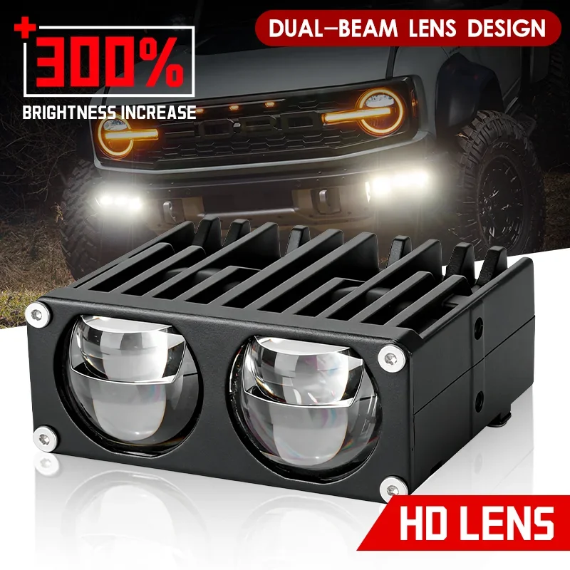 

U79 LED Grille Headlight Dual Lens Waterproof Two Color 380W 560000LM Super Bright Motorcycle Auxiliary Spotlight 6500K 12V
