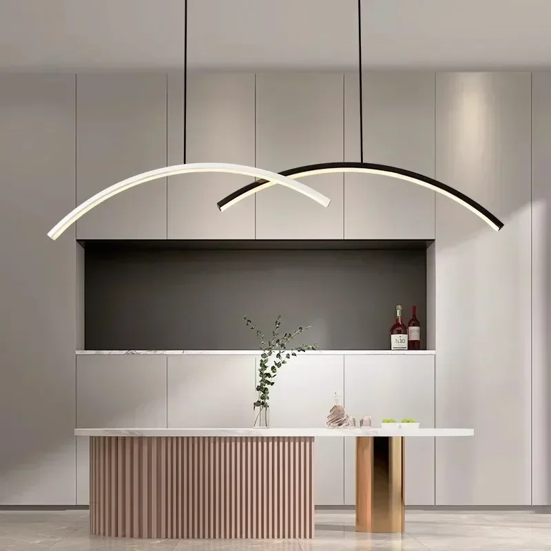 

Modern LED Ceiling Chandelier Simple Line Pendant Lights for Dining Room Kitchen Bedroom Luster Remote Control Hanging Lamp