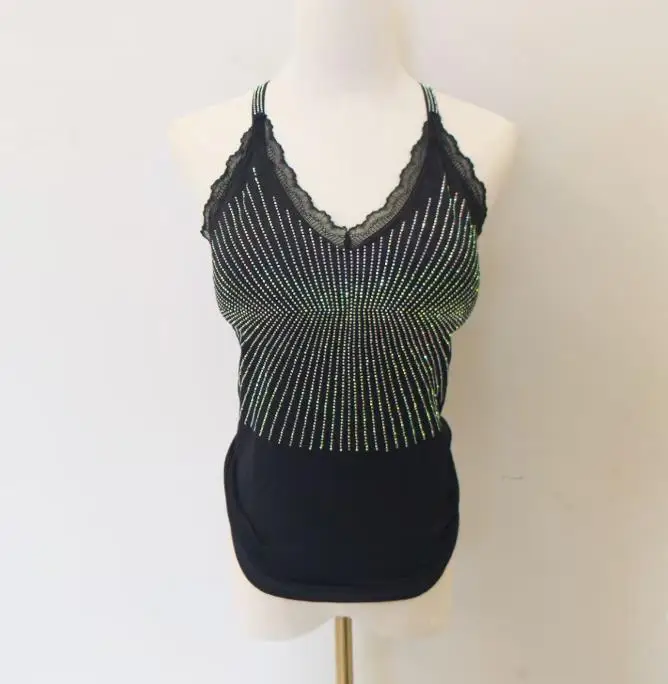 

sexy halter tops women rhinestones tanks women full gemstones camis lady bling bling fans top