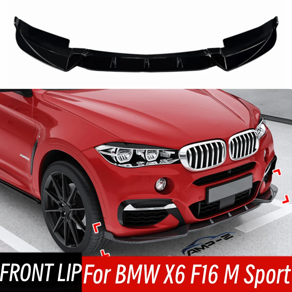 For BMW X6 F16 M Sport 2015-2019 Front Bumper Lip Chin Splitter Diffuser Spoiler Car Exterior Protection Guard Accessoris Part