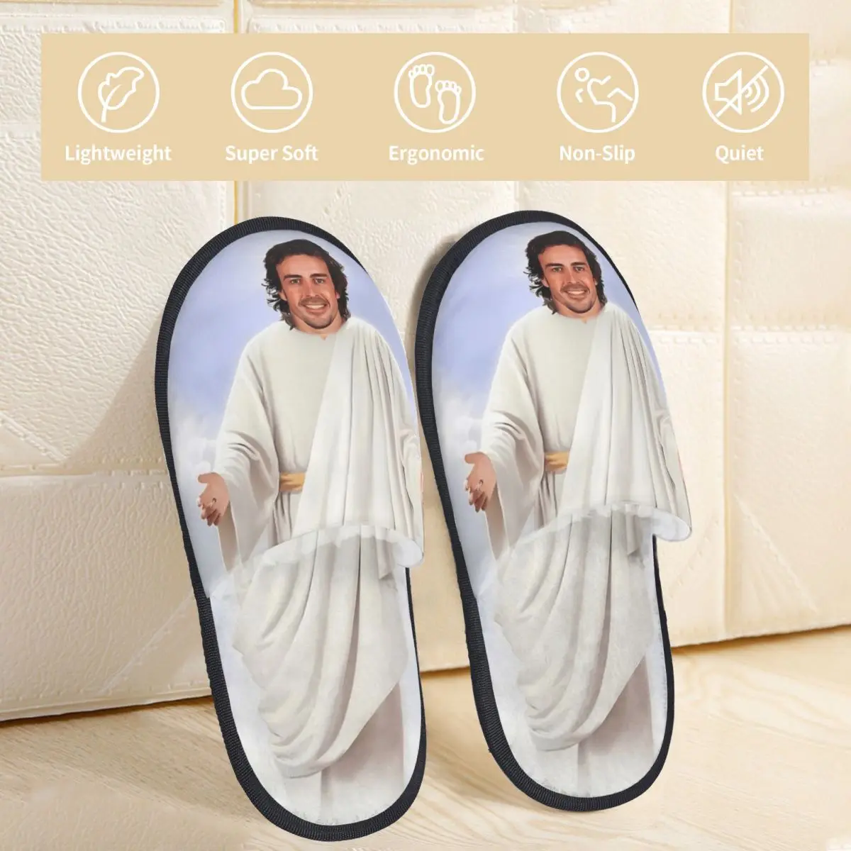 Winter House Cotton Slippers Funny Fernando Alonso Jesus Merch Household Fur Slippers Slides Bedroom Soft Anti Slip Slides