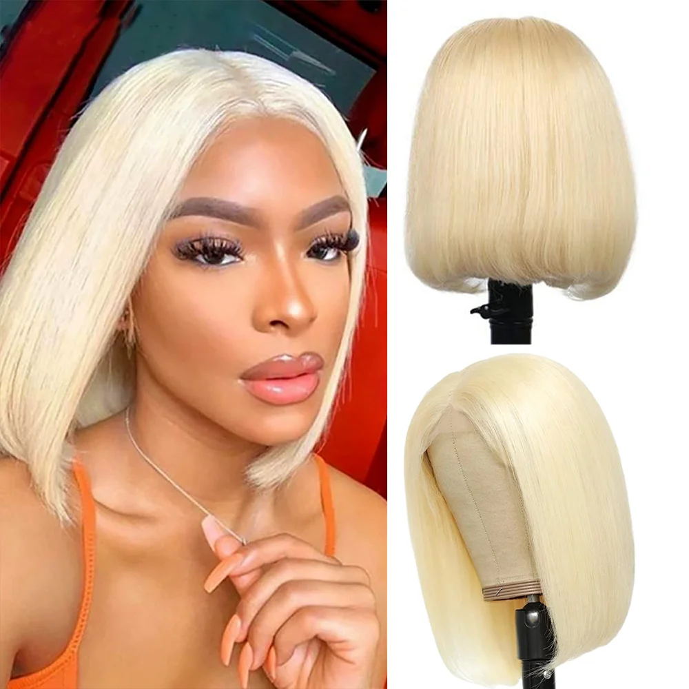 

12-дюймовый короткий парик 613 блондинка Боб Прямой парик Hd Lace Frontal Bob Human Hair 13x4 HD Парик фронта шнурка 100% парики из человеческих волос