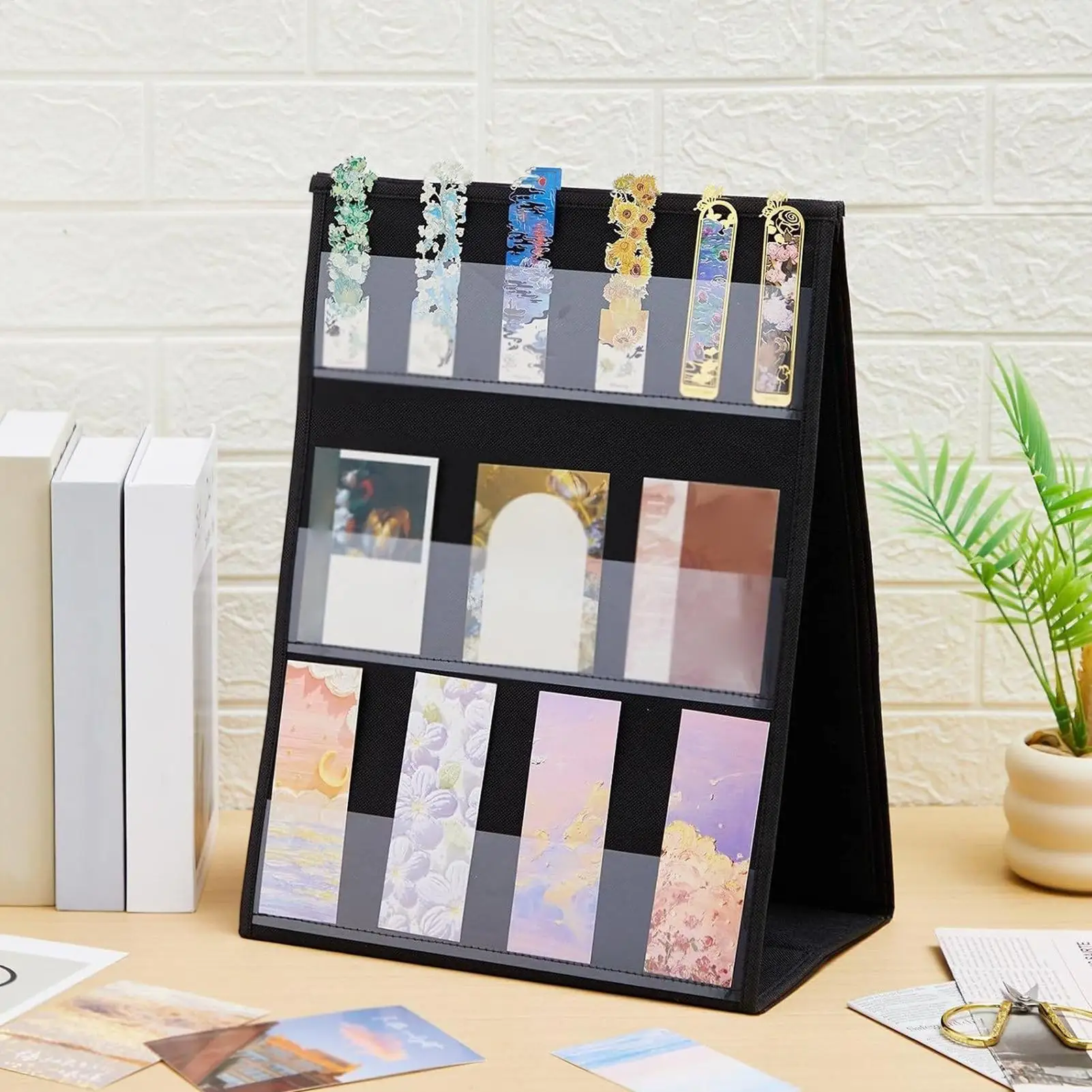 Bookmark Display Stand 3-Tier Double-Sided Sticker Organizer Rack Book Mark Storage Rack For Vendors Homeowners Artists Authors