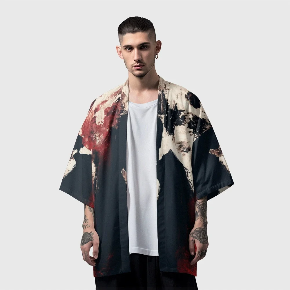 

Summer Samurai Kimono Men Cosplay Stylish Haori Streetwear Kimono Japanese Fashion Yukata Cardigan Holiday Vintage Robe