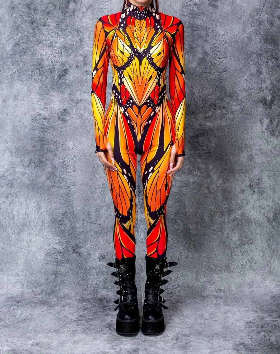 Sexy Damen Psychedelischer Netz-Cosplay-Jumpsuit Horror Halloween Festival Party Bodysuit Karneval Bühnenauftritt Eng Anliegend – Detail 16