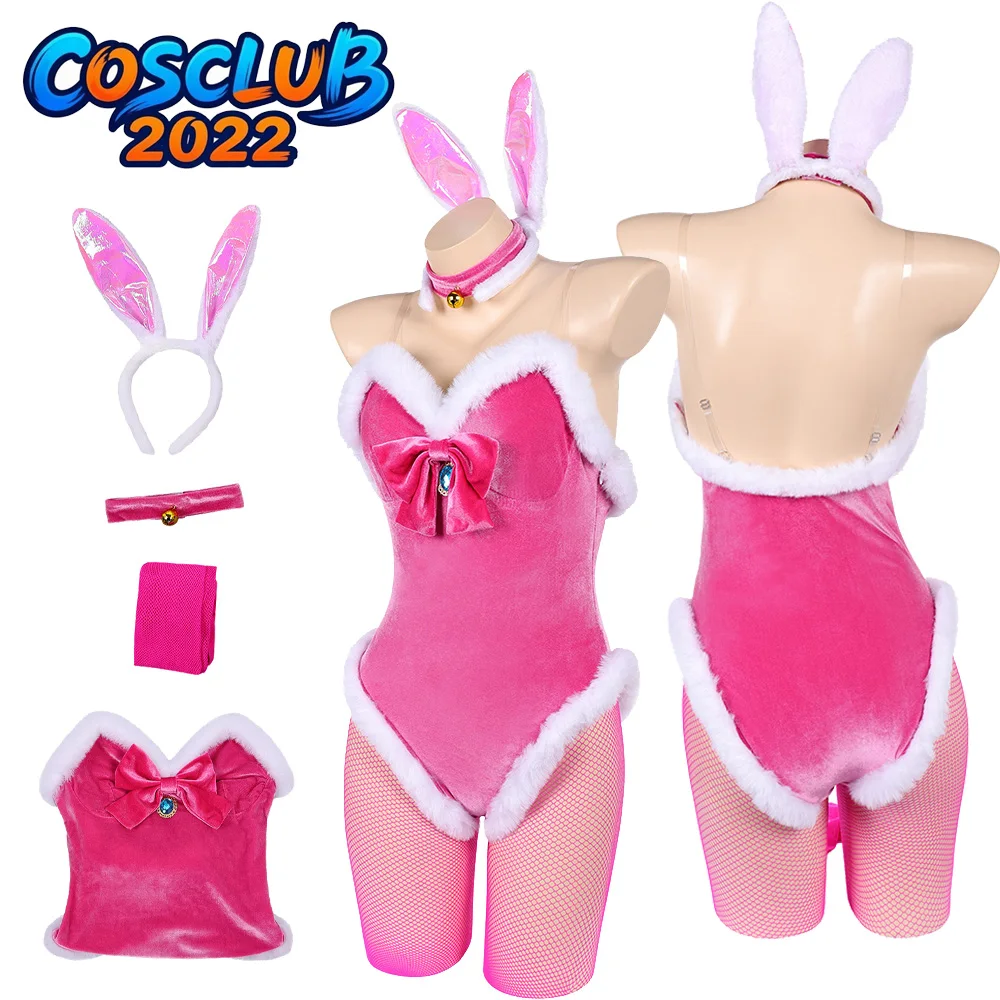 

Fancy Peach Princess Cosplay Costume 2026 Movie Bros Roleplay Pink Jumpsuit Headband Neckwear Bodysuit Halloween Carnival Suit