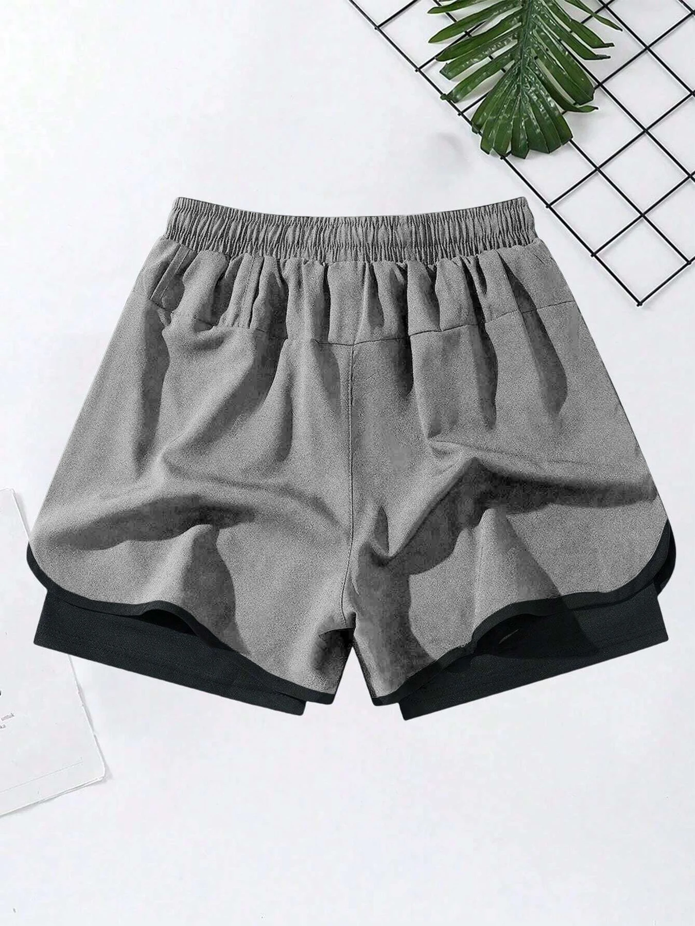 Summer Reflective Letter Shorts Men's Quick-drying Breathable 2-in -1 Running Shorts Built-in Lined Sport Jogging Marathon
