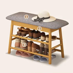 Bambusschuhregalbank, 2 -Tier -Lagerung, gute Lastlager, einfacher Organisator, Flur, Wohnzimmer, Eingangs 8 Hauptverkaufs -Salk Bank - №6