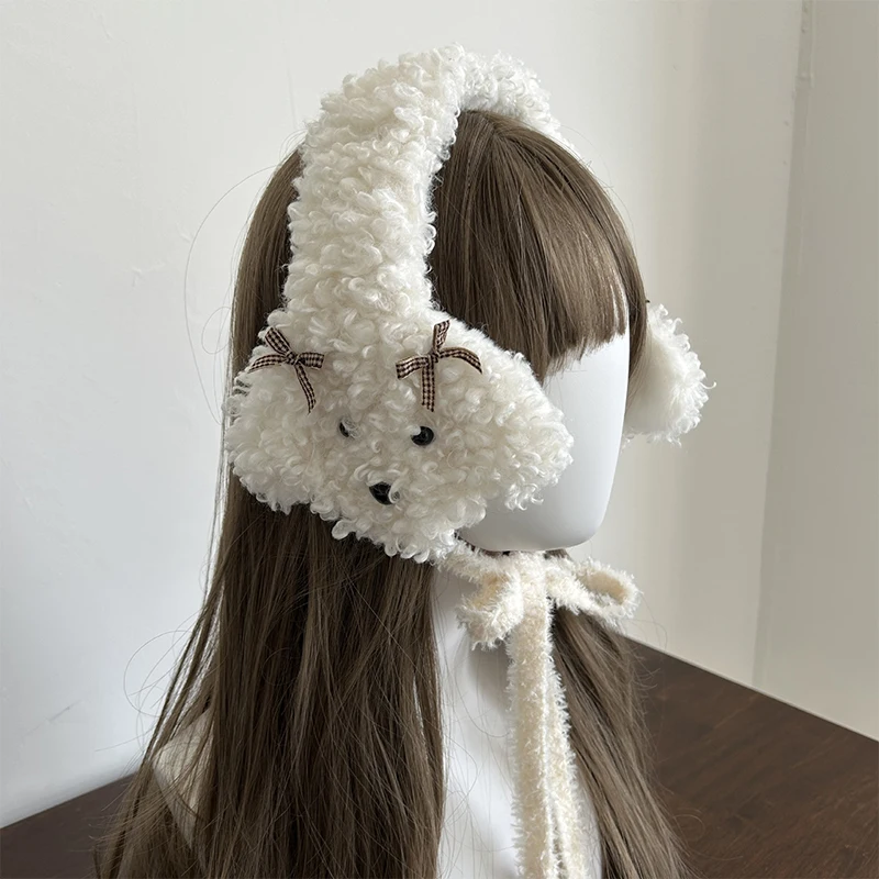 Fashion Autumn Winter Foldable Puppy Earmuffs Women Warm Cute Plush Solid Color Ear Muffs Adjustable Foldable Headdress