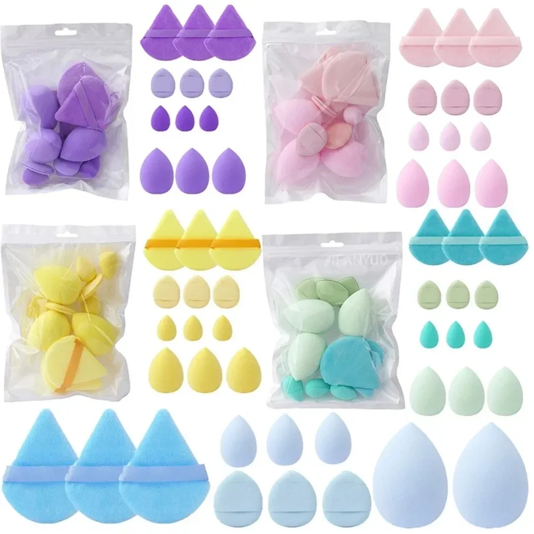 

12PCS All-Purpose Makeup Sponge Cosmetic Puff Triangle Egg Finger Powder Puff Dry Wet Dual Use Beauty Tool Makeup Accessories