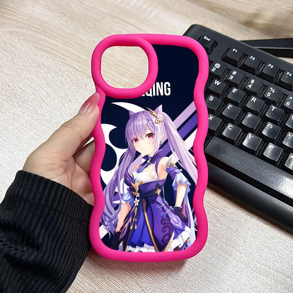 

Чехол для телефона Game GI Keqing для iPhone 17 16 15 14 13 12 11 Air Pro Max Plus, с волнистым краем, из ТПУ, цветной, роскошный, для смартфона