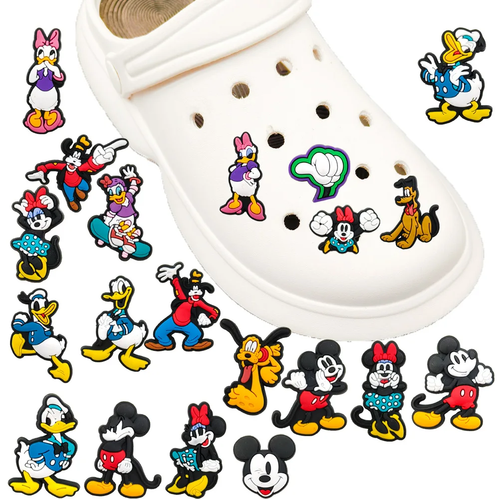 Cute Mickey Minnie Donald Duck PVC Shoe Charms Cartoon Dog Character Detachable Clog Shoe DIY Decor Accessories