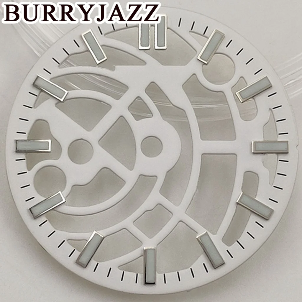 BURRYJAZZ 28.5mm No Logo NH35 NH36 NH70 Watch Dials Black Blue White Dial Green Luminous