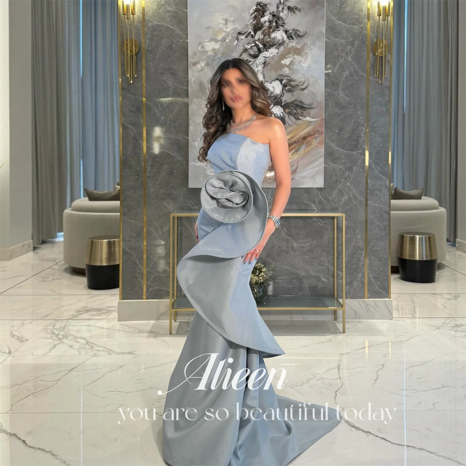 

Aileen Luxurious Women's Evening Dresses for Formal Occasions Customized Prom Dresses 2025 Grey White Dress Mermaid Grace Party