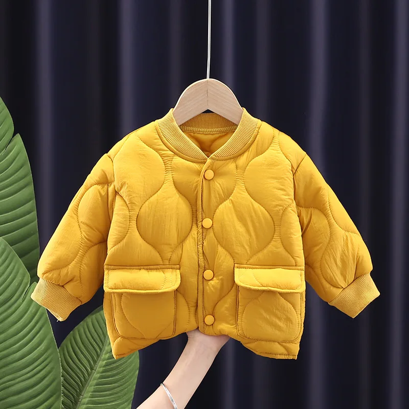 Autumn Winter Boy Girl Baby Solid Fashion Jacket Children Thick Warm All-match Tops Kid Cottom Simple Casual Coat Infant Clothes