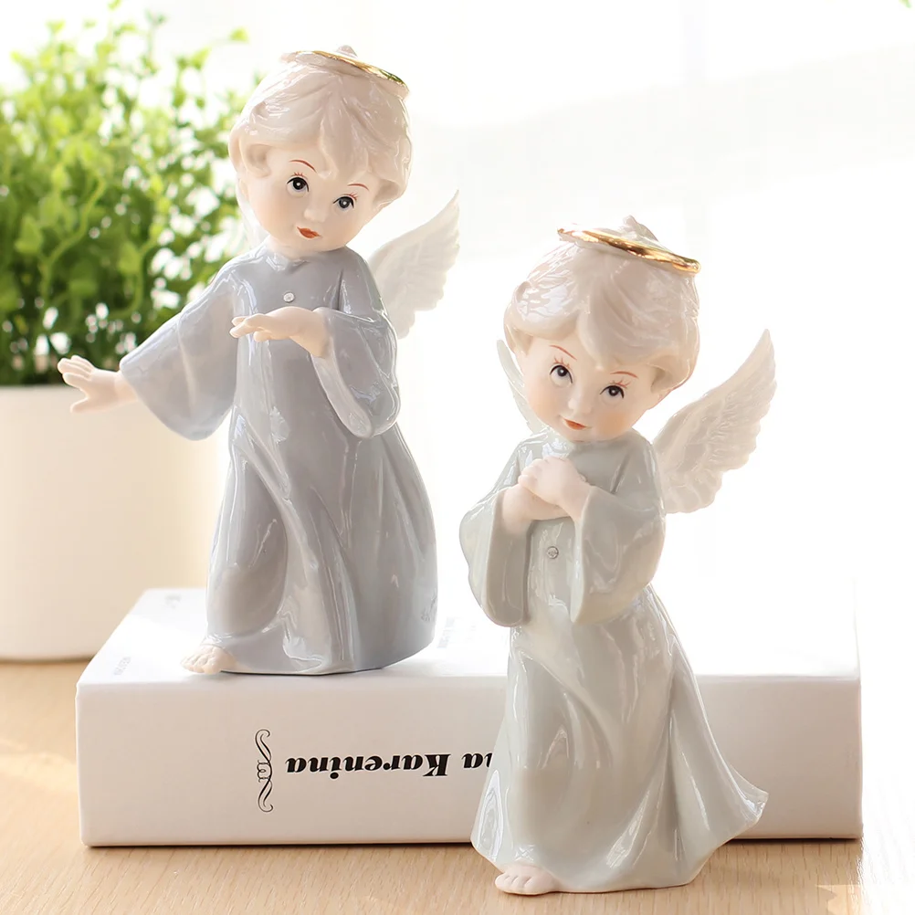 

Creative Table Ornament Small Angel Crafts Figure Decoration Light Green Home Accent