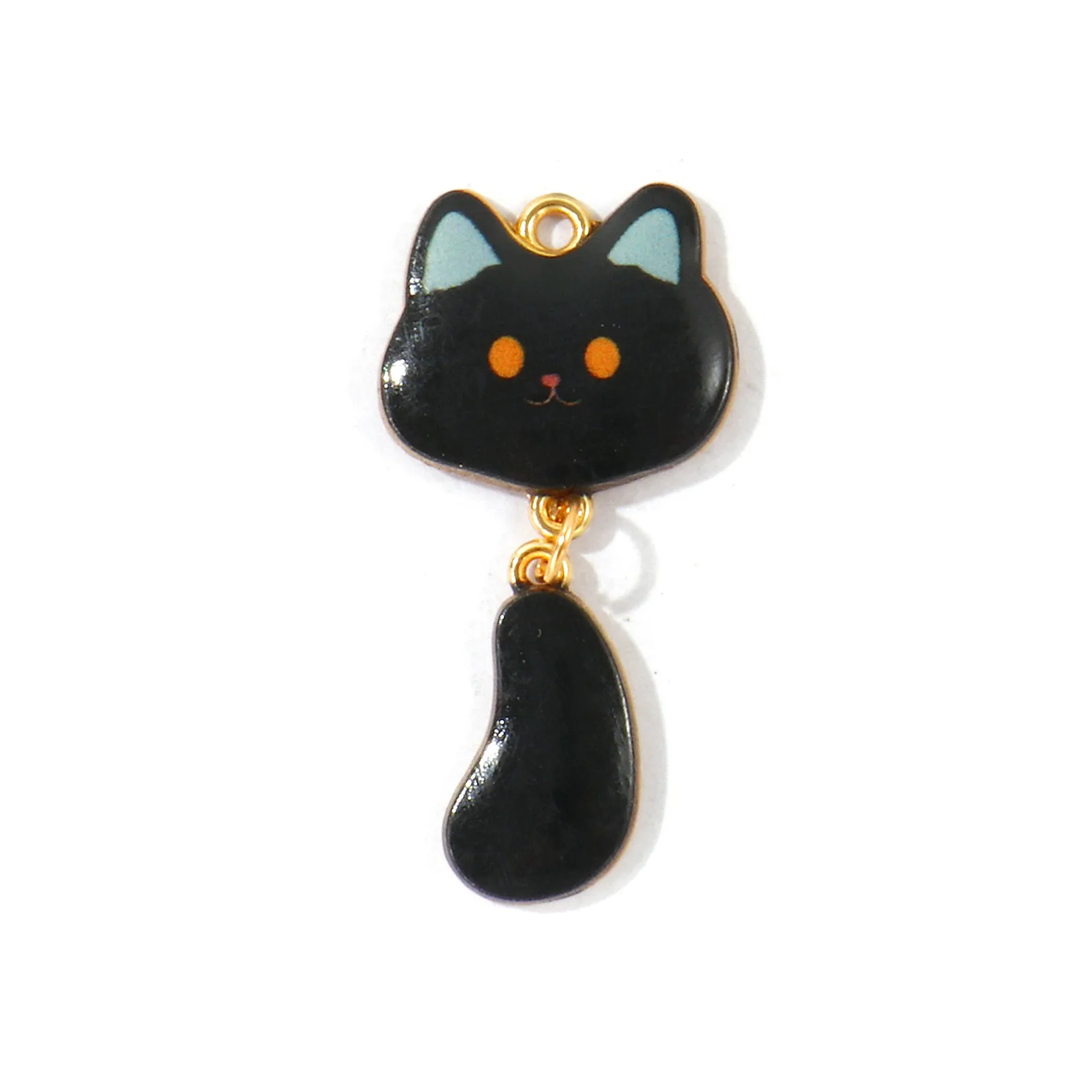 10 Stück Neue Cartoon-Katzen-Tier-Motiv-Anhänger, vergoldete Zinklegierung, mehrfarbige Emaille-Anhänger, DIY-Halskette, Armband, Schmuckgeschenk – Detail 8