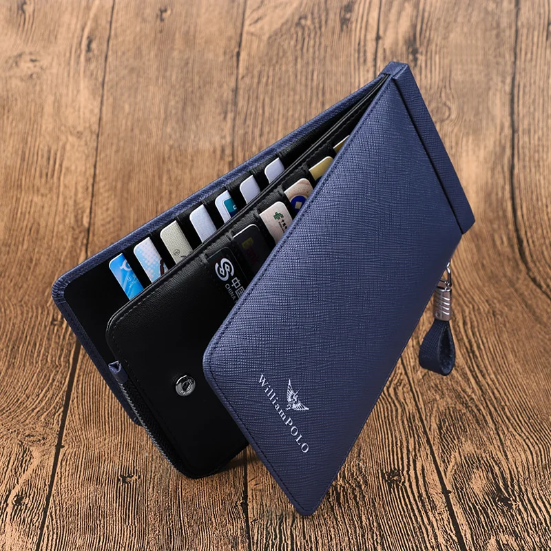 Leather men's card bag with large capacity and multifunctional card holder, fashionable and personalized wallet