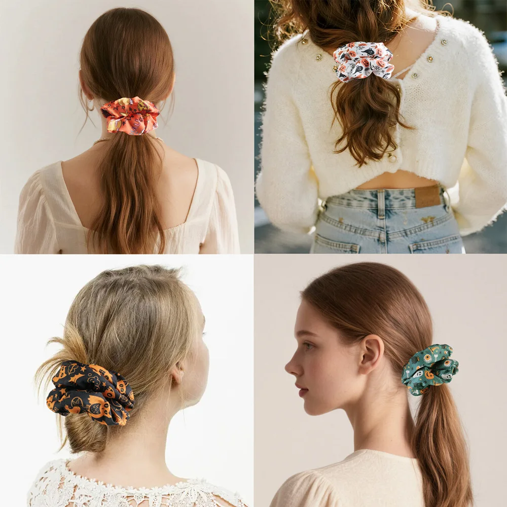 Ikat Rambut Halloween Bentuk Usus Besar, Aksesoris Rambut Berwarna, Tali Rambut Tengkorak Halloween untuk Wanita, Ikat Rambut Lucu, Grosir Aksesoris Rambut