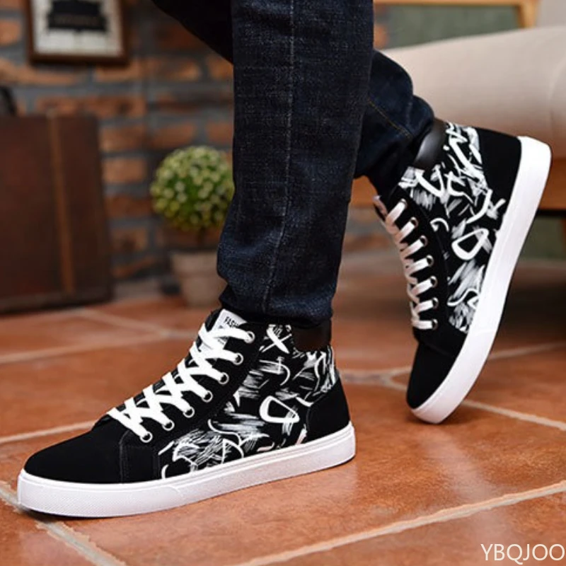 Frühling und Herbst Mode Neue Trend High Top männer Leinwand Schuhe Outdoor Casual Vielseitig Flachem Boden männer Vulkanisierte schuhe