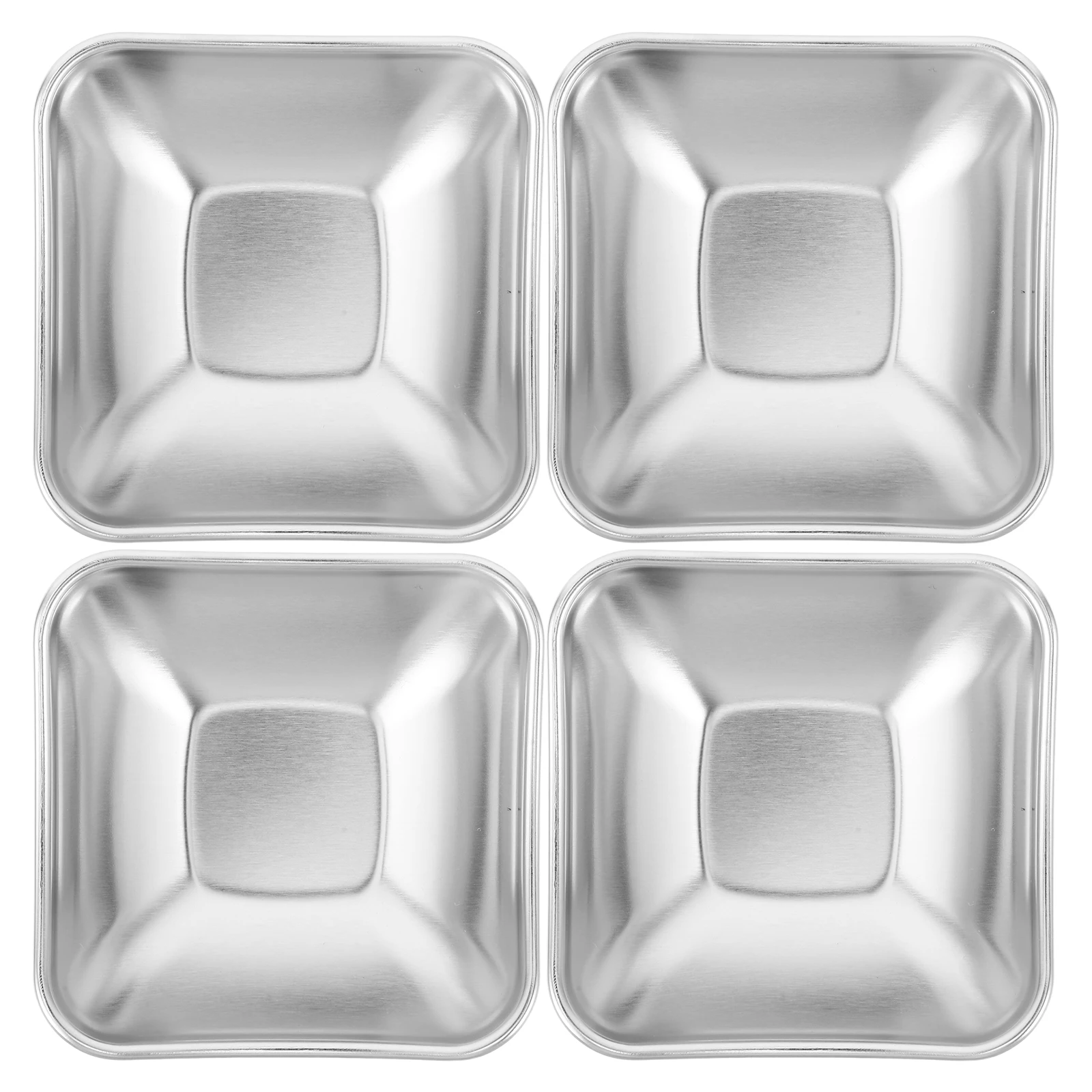 

4Pcs Stainless Steel Dipping Bowls Lightweight Stackable Sauce Dishes for Bbq Sushi Condiment Plates Dishwasher Safe Kitchen