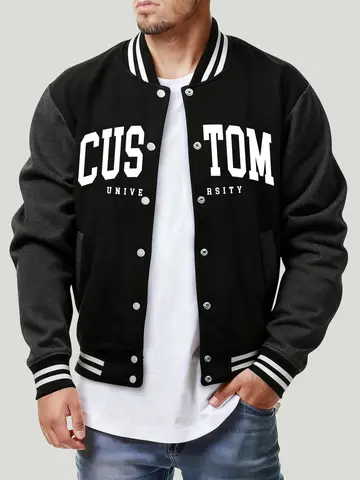 Custom University Printing Coats Mens Winter Pocket Baseball Jersey Fleece Warm Loose Jackets Casual Comfortable Male Clothes