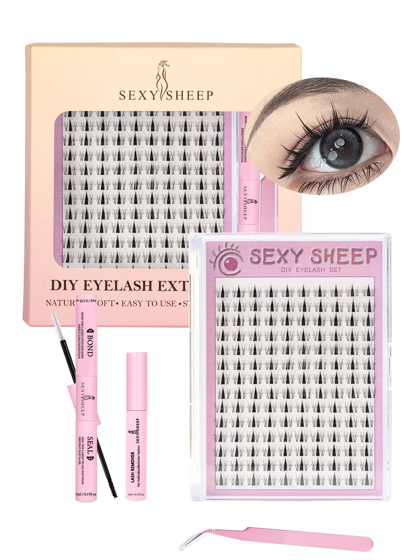 140 pz FAI DA TE Ciglia Cluster Kit Manga Eye Estensione Ciglia Naturali Cluster Volume Naturale Ciglia Individuali Con Legame E Sigillo