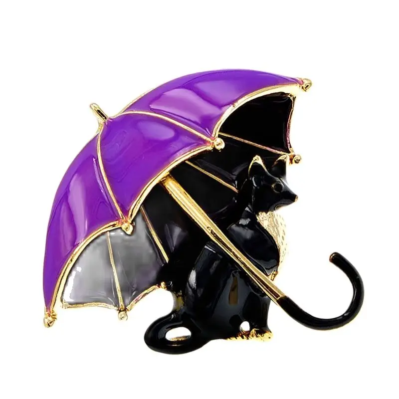 CINDY XIANG Enamel Fox Umbrella Brooches For Women Cat Dog Animal Pin Cute Vivid Design 3 Colors Available Good Gift