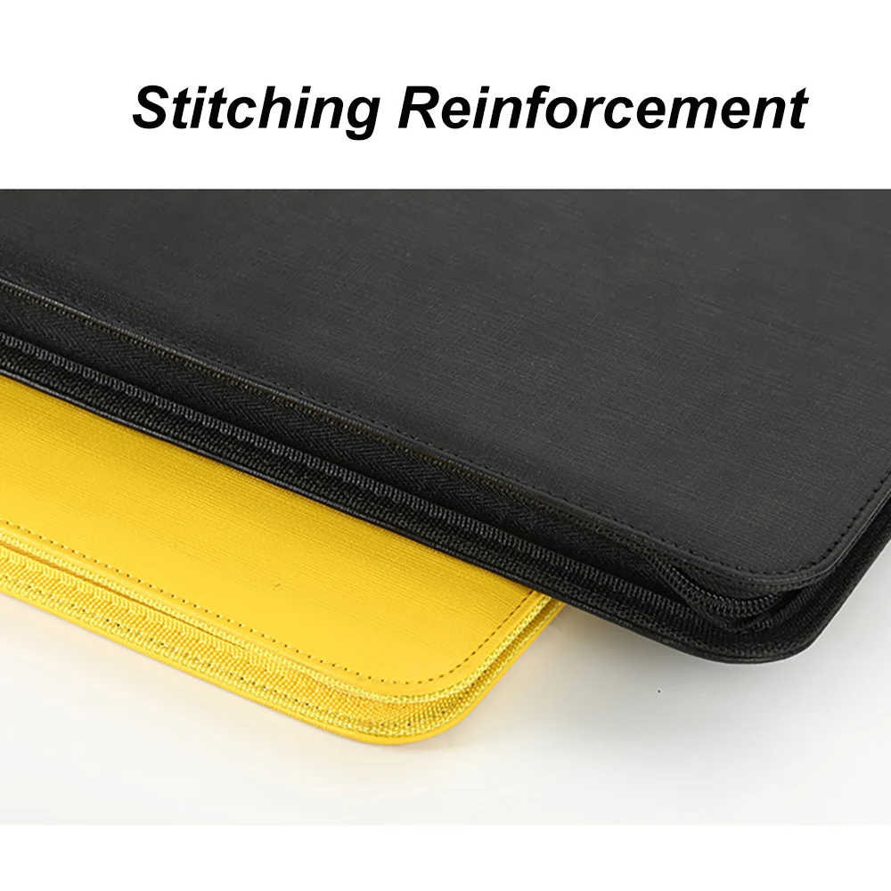 PU Leather 480 Trading Cards Ablum Zipper Cards Album 20 Pages 12 Pockets Sealed Fixed Pages Cards Binder for MTG/YGO/Photos