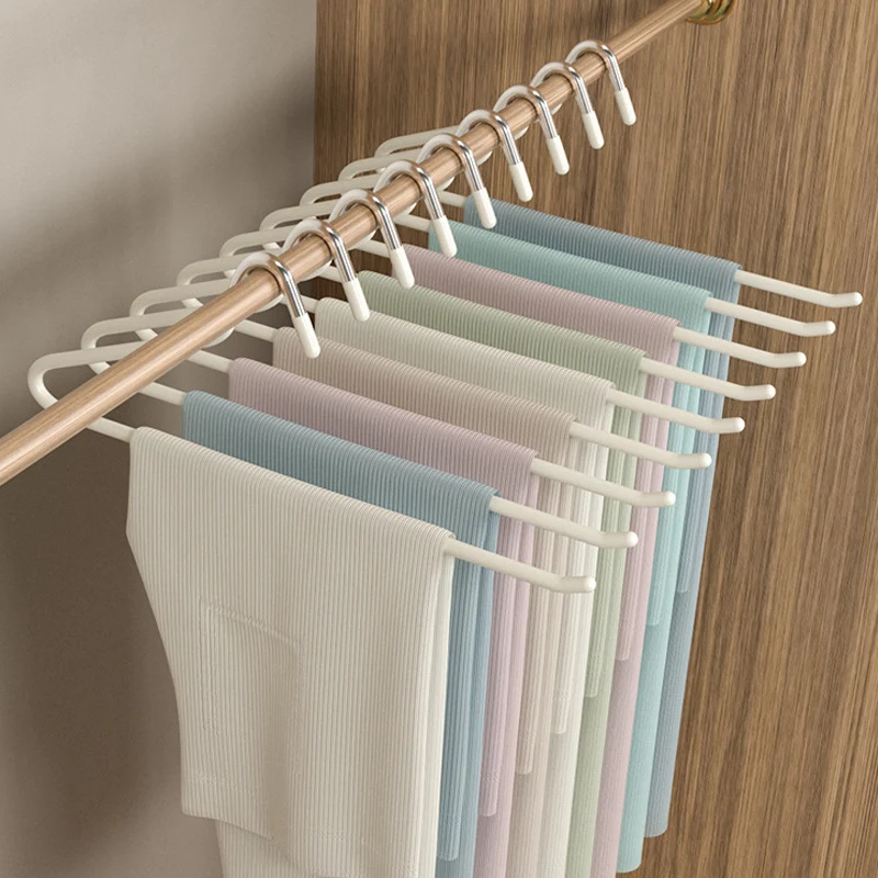 10Pcs lack Pants Hangers, Anti-Rust Chrome Metal Hangers,Non Slip Rubber Coating, Space Saving Jeans Hanger for Easy-Slide Pants