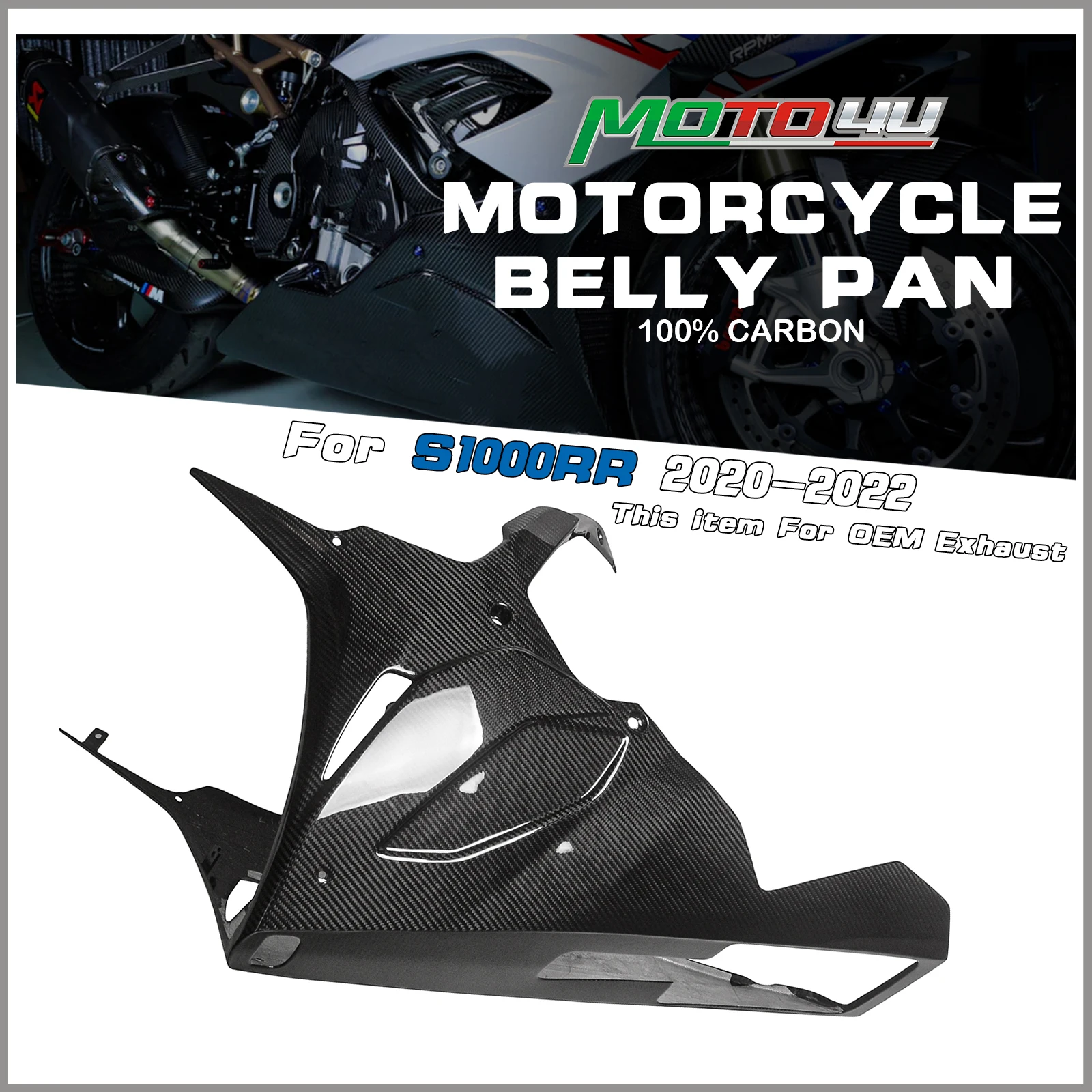 

For BMW S1000RR 2020+ 2020 2021 2022 100% New Carbon Fiber Belly Pan Engine Exhaust Cover Exhaust Trim Motorcycle modification
