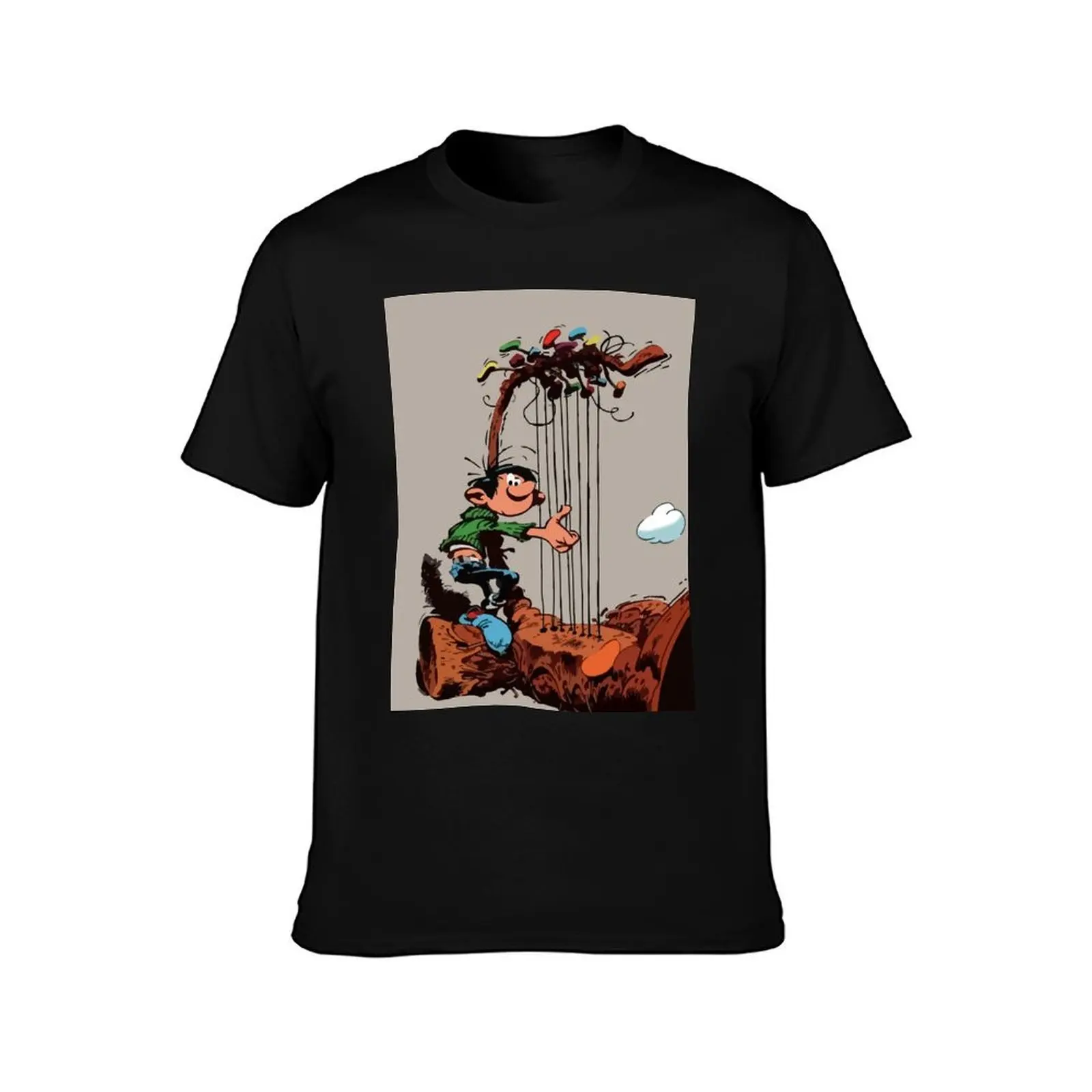 Gaston Goof with Harp T-Shirt Summer Casual Cotton Tee Oversized Streetwear Tops Vintage Graphic Print Unisex Men Women