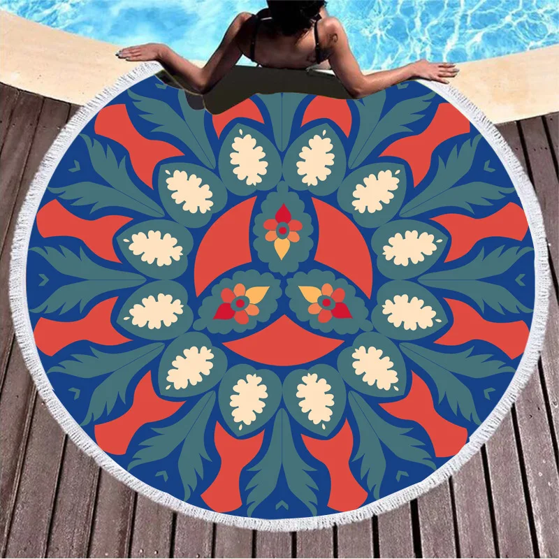 Towel spa bath towels for the body Microfiber bath robes for women shower geometric round compressed print microfiber fabric