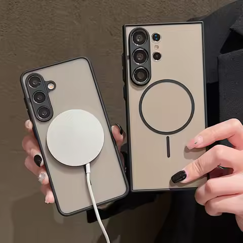 Magnetic Case For Samsung Galaxy S25 S24 S23 Ultra S21 S22 Plus S20 S23 S24 FE Matte Phone Cover For Magsafe Wireless Charge