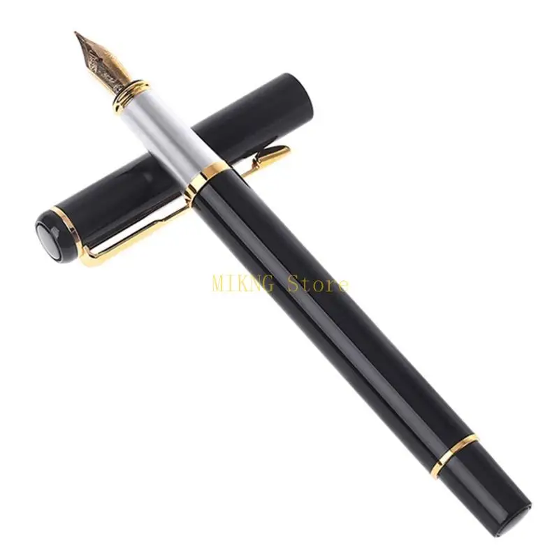 Baoer 801 من الفولاذ المقاوم للصدأ المعدني المتوسطة النافور النافور القلم مكتب الكتابة أفضل بيع