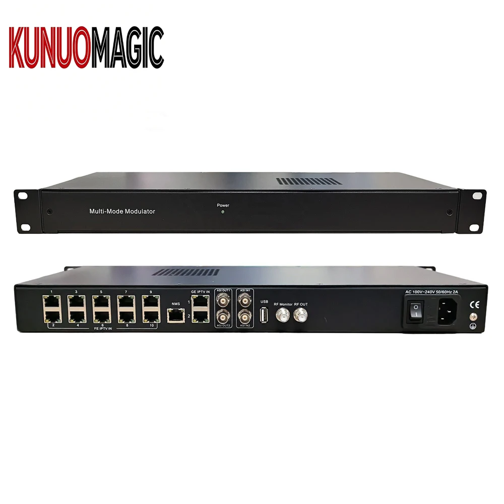 KUNUOMAGIC 4/8/16/32 Ways IP QAM Modulator 24/32 Output RF DVB-T DVB-C ISDB-T ATSC Encoder with PCR Support and Web Management