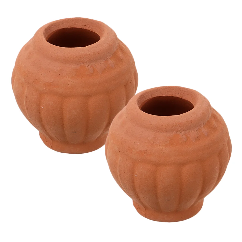 2 Pcs Petite Pot Mini Terracotta Basin Plants Clay Pots for Crafts Manual Red Flower