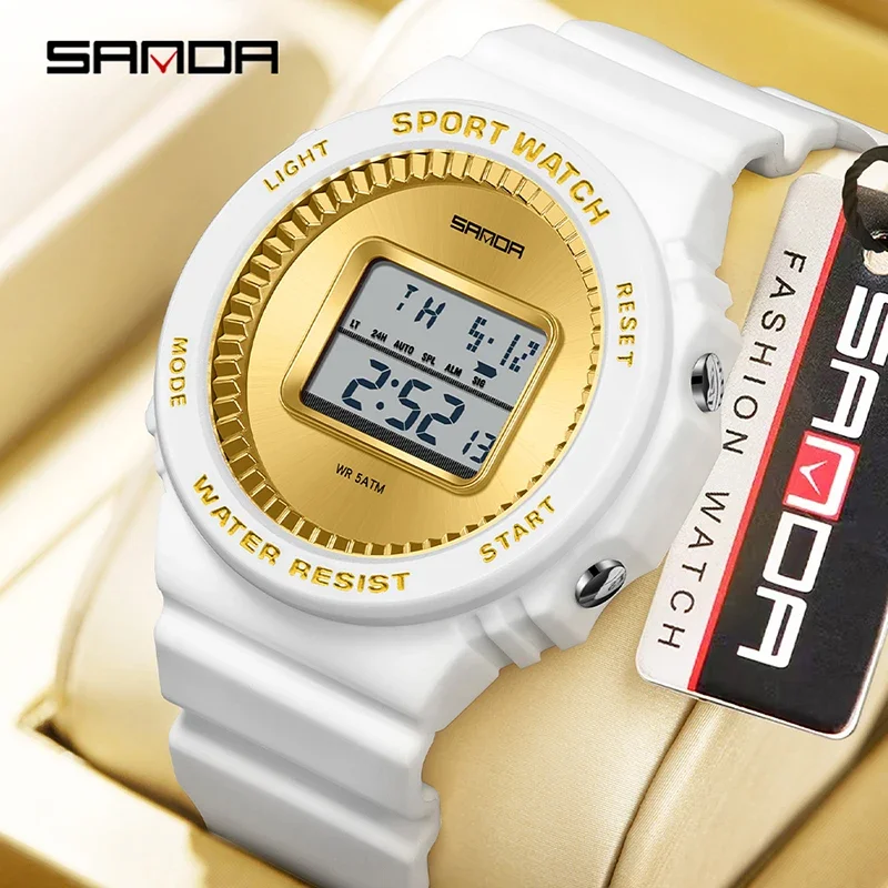 

SANDA мужские цифровые часы шикарные спортивные наручные часы многофункциональный светящийся секундомер обратный отсчет водонепроницаемые студенческие электронные часы