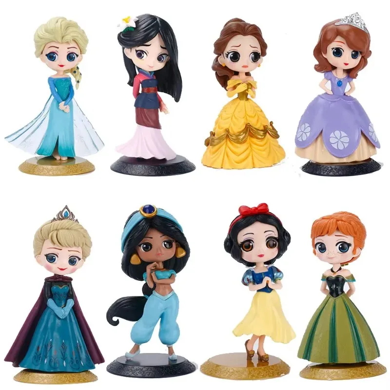 Princess Anna Snow Aladdin Mulan Figurine Han-made Doll Cake Decorative Car Interior Collect Miniature Ornaments Accessories