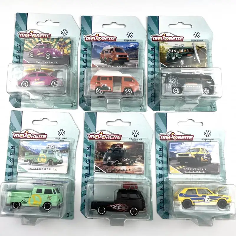 Majorette 1/64 Volkswagen Beetle Golf mk1 T3 T1 VAN PICKUP surfboard Alloy car model Furnishing articles collection