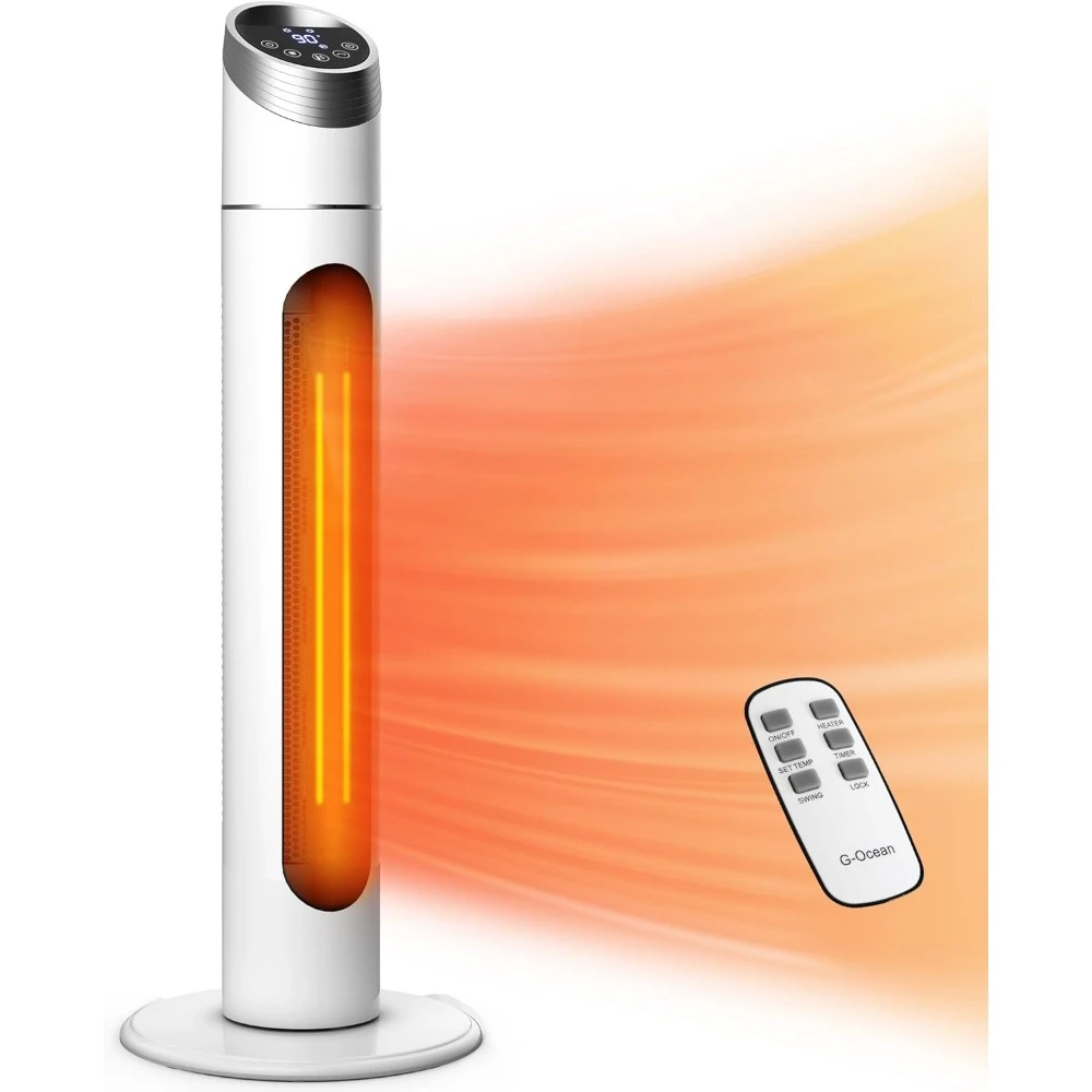 

34 inch large room space heater with remote, 1500W tower heater, with 12H timer, 70 ° oscillation