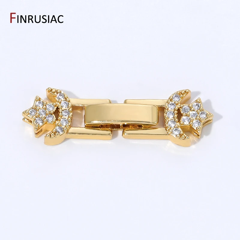 18K Gold Plated Brass Pearl Clasp Connector,Clasps For Bracelet,Zircon Fasteners Lock Clasps For DIY Jewelry Making Supplies