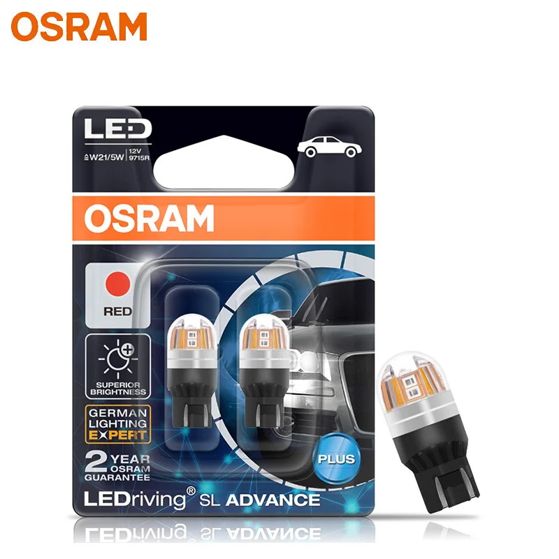 OSRAM LEDriving SL Advance T20 W21/5W 7443 12V Car Signal Brake Light Stop Lamps Parking Light Red 2/0.2W 9715R(Pair)