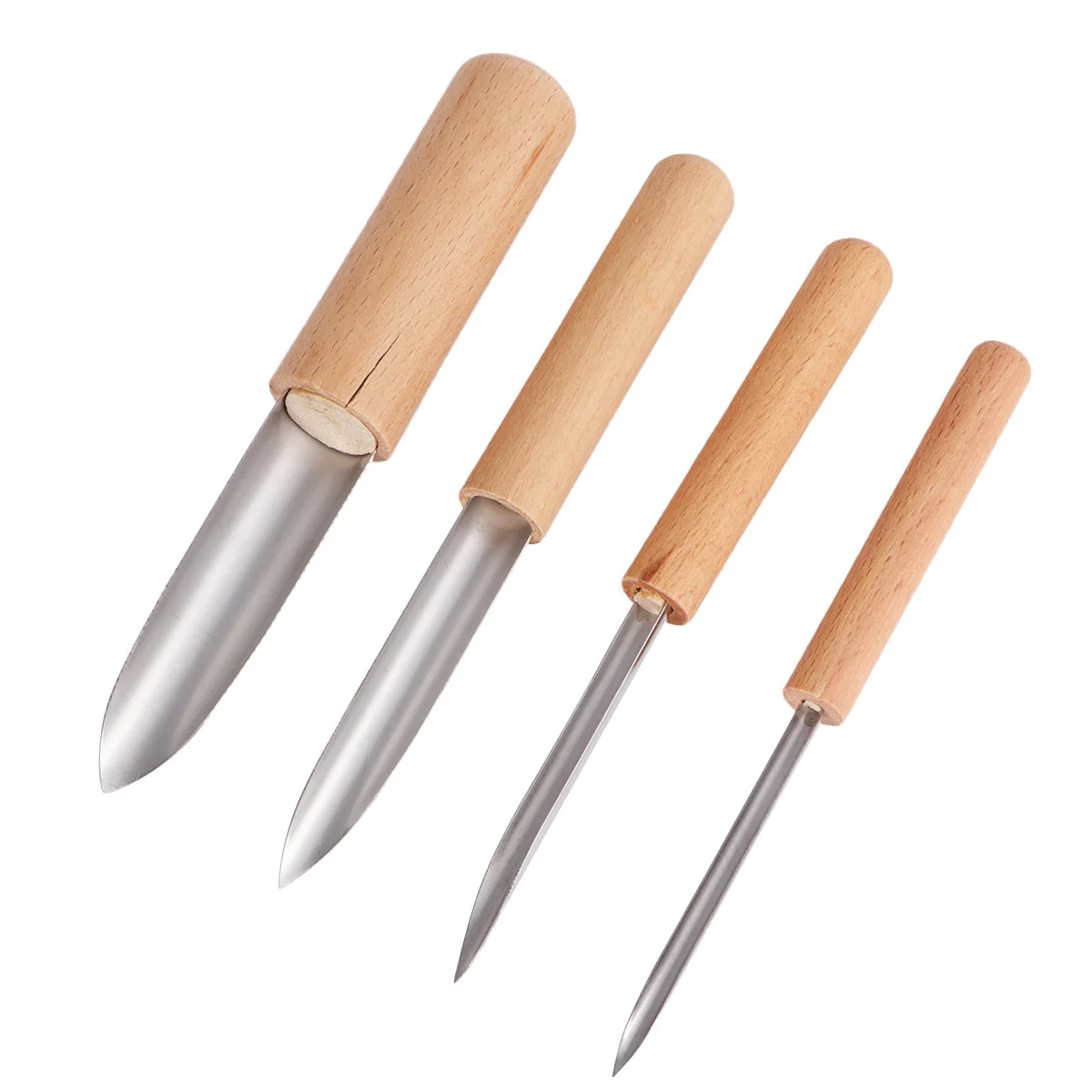 4 قطعة أدوات الفخار مصقول أنابيب القطع المعدنية مقبض الخشب للطين السيراميك الشمع Diy بها بنفسك النحت نحت لكمة ثقب صنع الطين #3