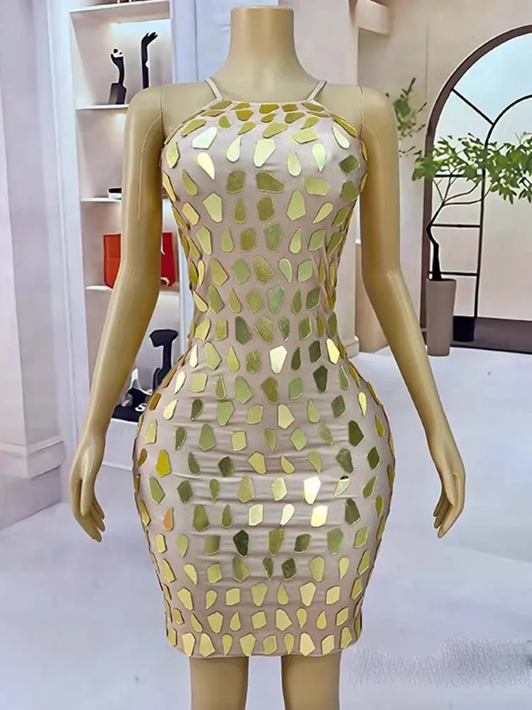 Robe élastique à bretelles Sexy à paillettes de haute qualité, vêtements personnalisés pour femmes, nouvelle mode 2025