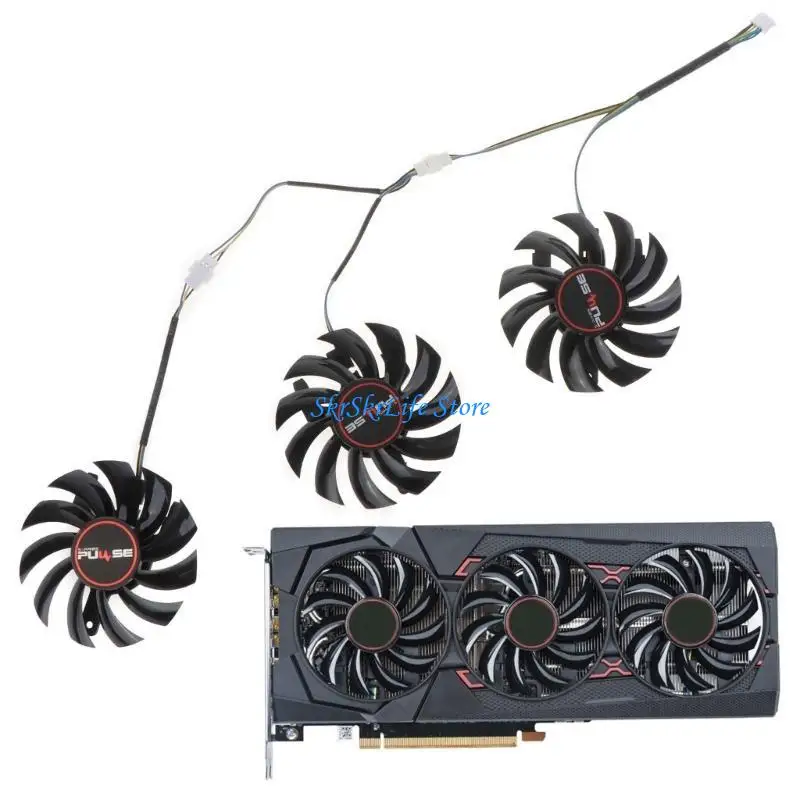 

E65E 89 мм 4PIN/3PIN Охлаждающий вентилятор охлаждения для Radeon RX 5600 XT 6g D6 VGA Cooler