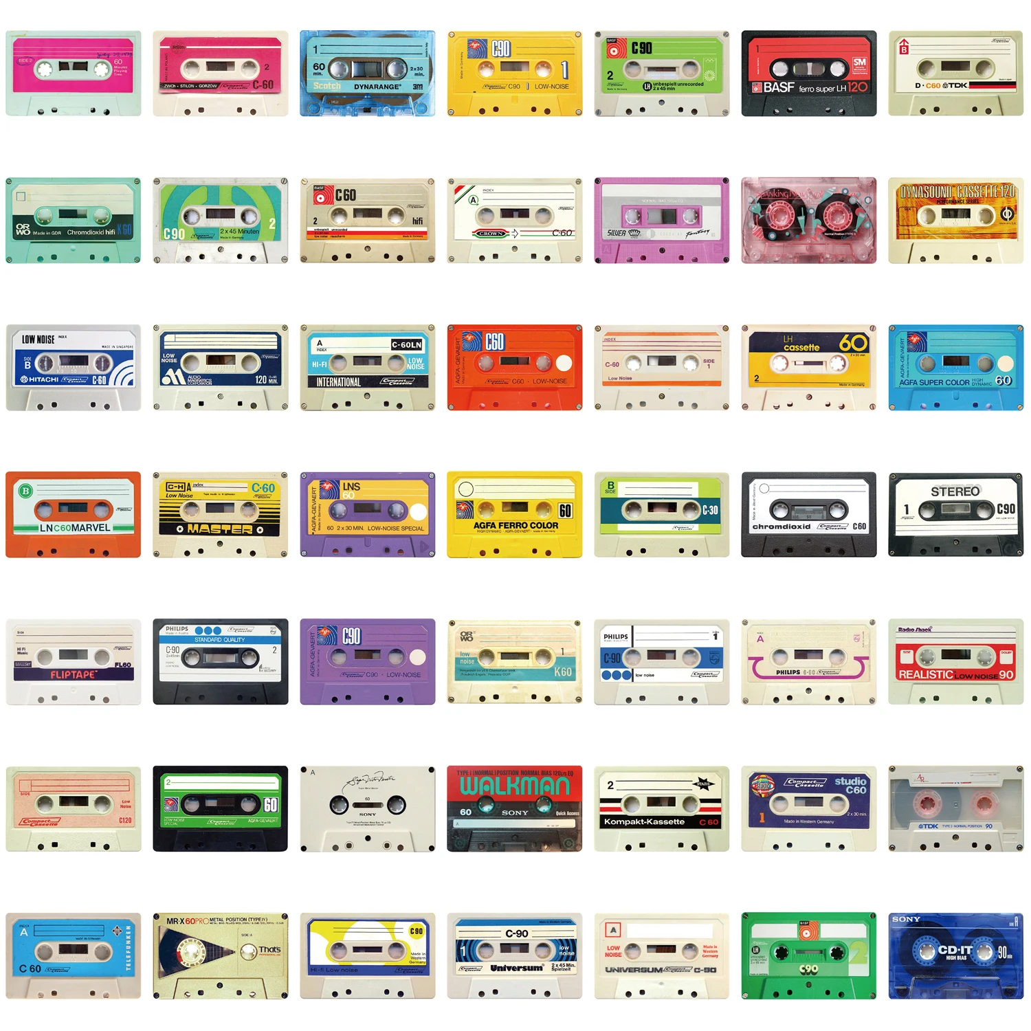 50PCS 레트로 카세트 테이프 스티커 장식 패션 노트북 수하물 크리 에이 티브 벽 바 장식 streetwear 크리 에이 티브 스티커