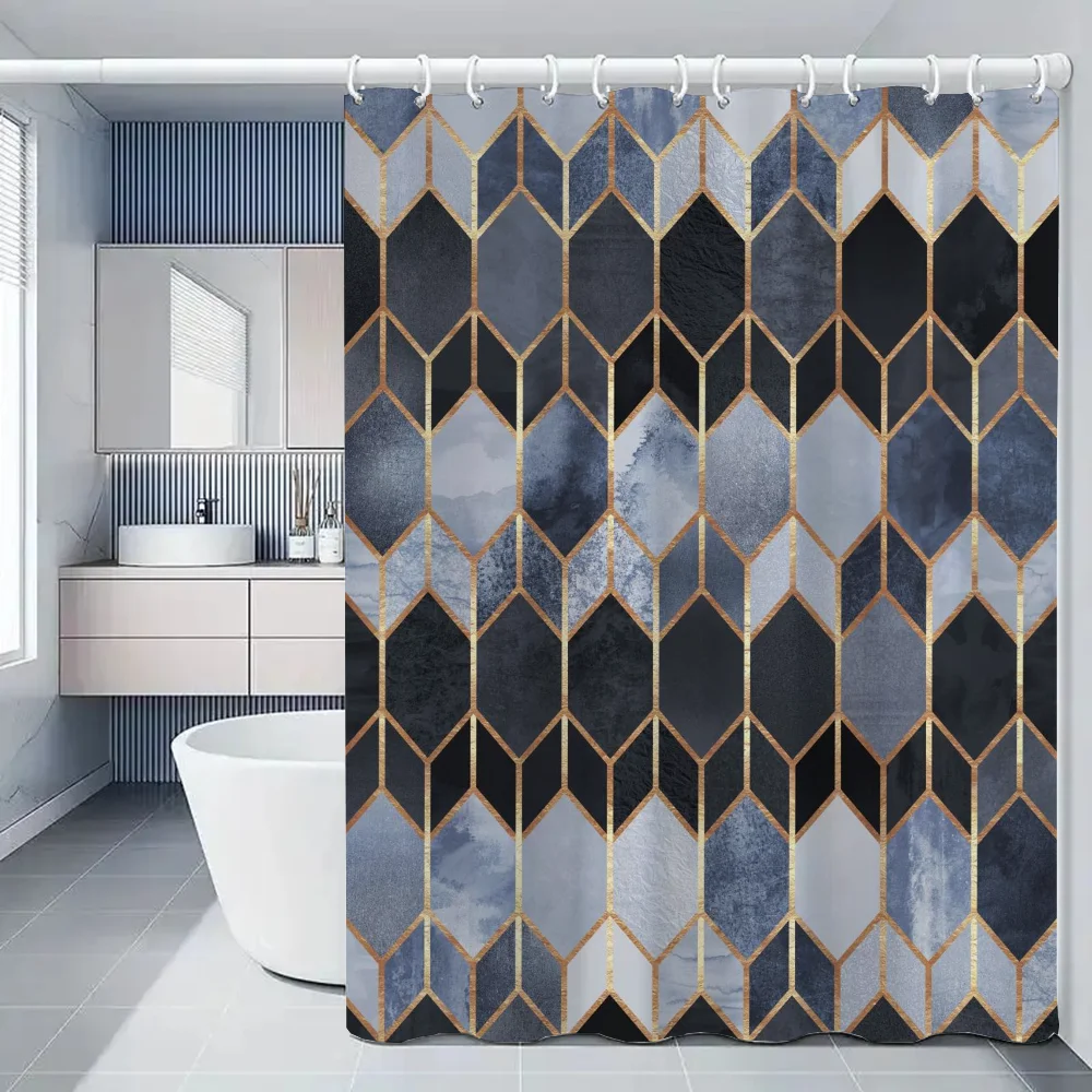 Geometric Prismatic Lattice Cover Curtain Cloth Shower Curtins Curtains for Bathroom Bath Waterproof Fabric Full 200x180 Funny