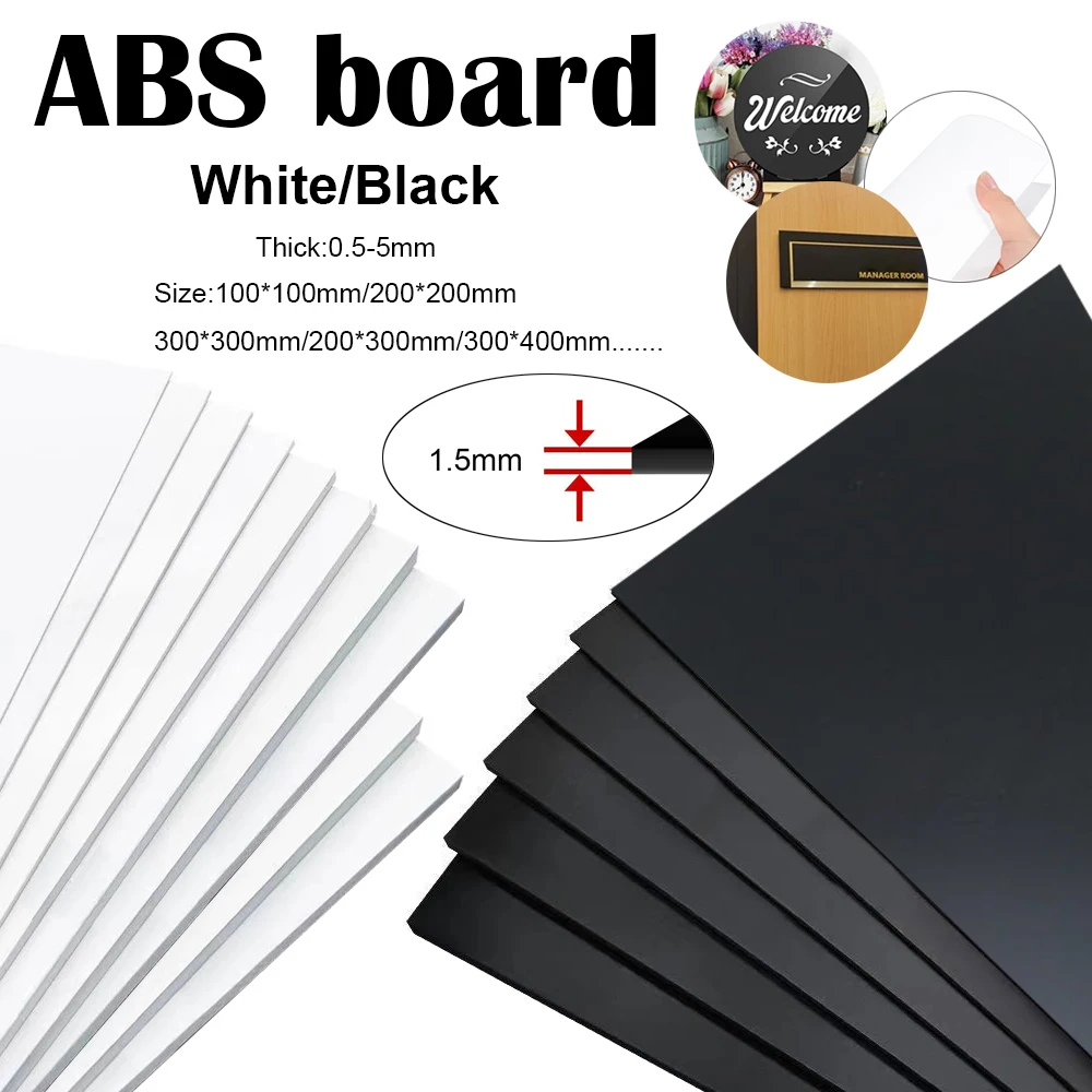 0.5/0.8/1/1.5/2/3/4/5mm White/Black ABS Plastic Plate Model Plate DIY Model Parts To Make Flat Home Decoration Handicrafts