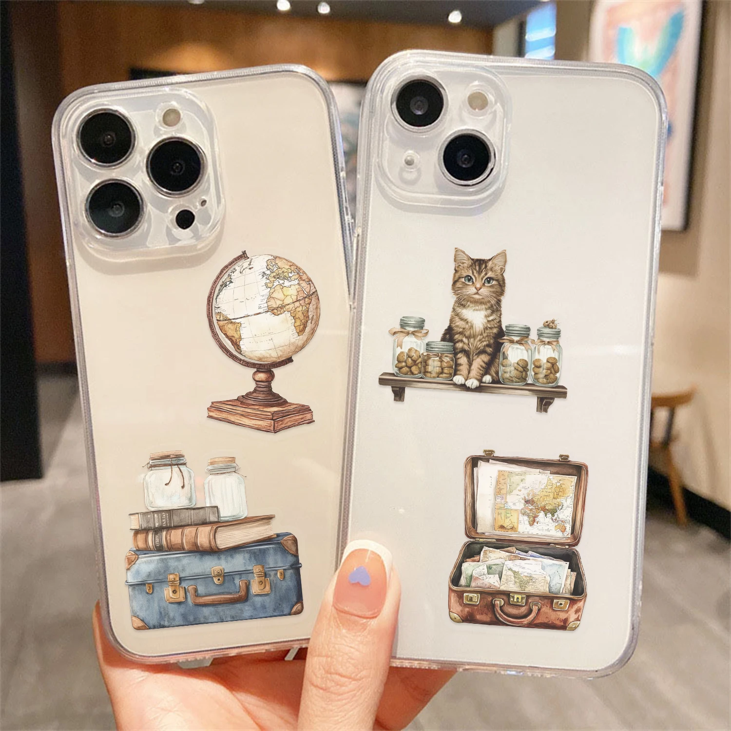 100 stücke Transparent Retro Reise Graffiti Aufkleber Tagebuch Laptop Kühlschrank Gepäck Dekoration Clipping PET Wasserdichte Aufkleber